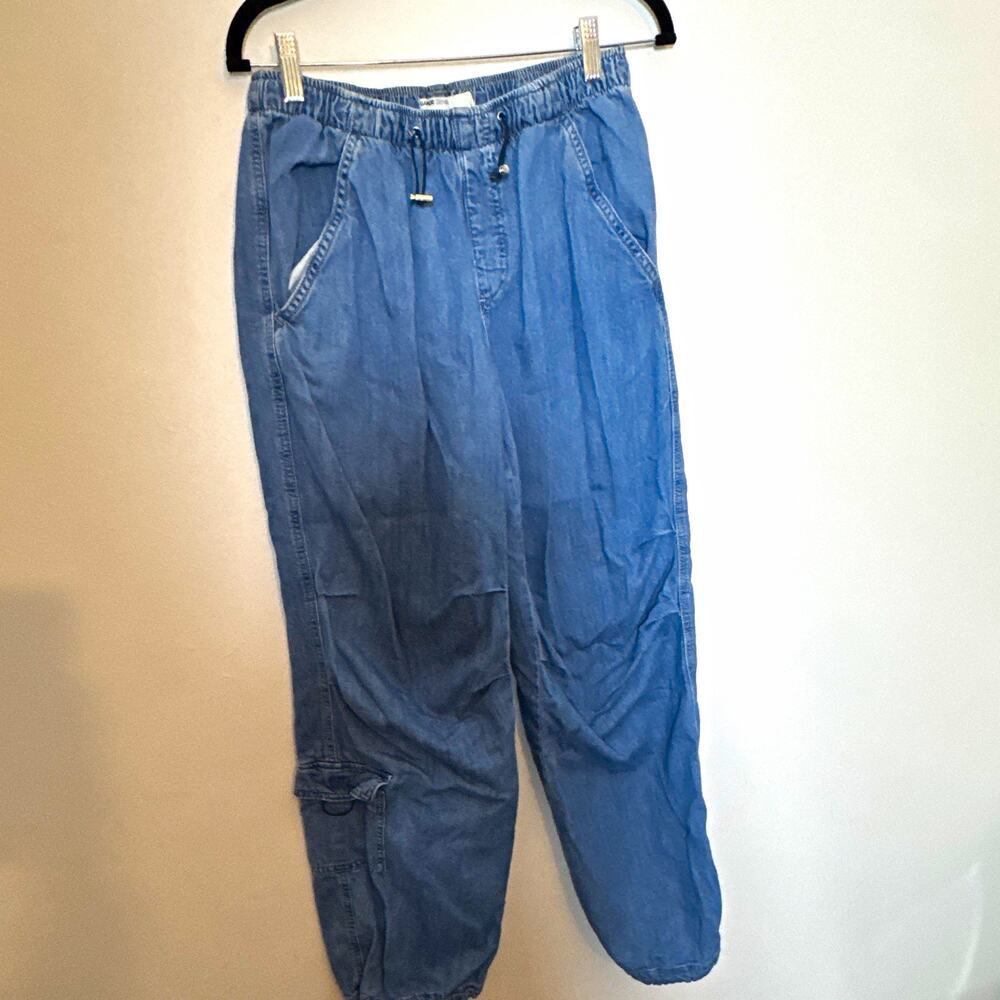 Garage Denim Women’s Blue Denim Jogger Pants Petite PS Elastic Waist Drawstring